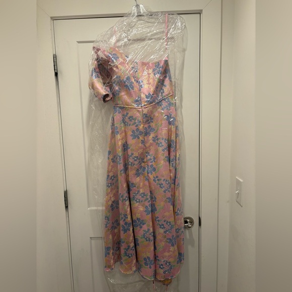 Ieena Mac Duggal One Shoulder Embroidered Floral A Line Dress - Picture 5 of 6